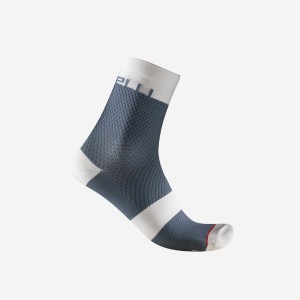 Calcetines Castelli VELOCISSIMA 12 Mujer Gris Claro Azules Blancas | 836-XQIWTV