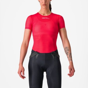 Capa Base Castelli PRO MESH W SHORT SLEEVE Mujer Rojas | 689-ETAXOR