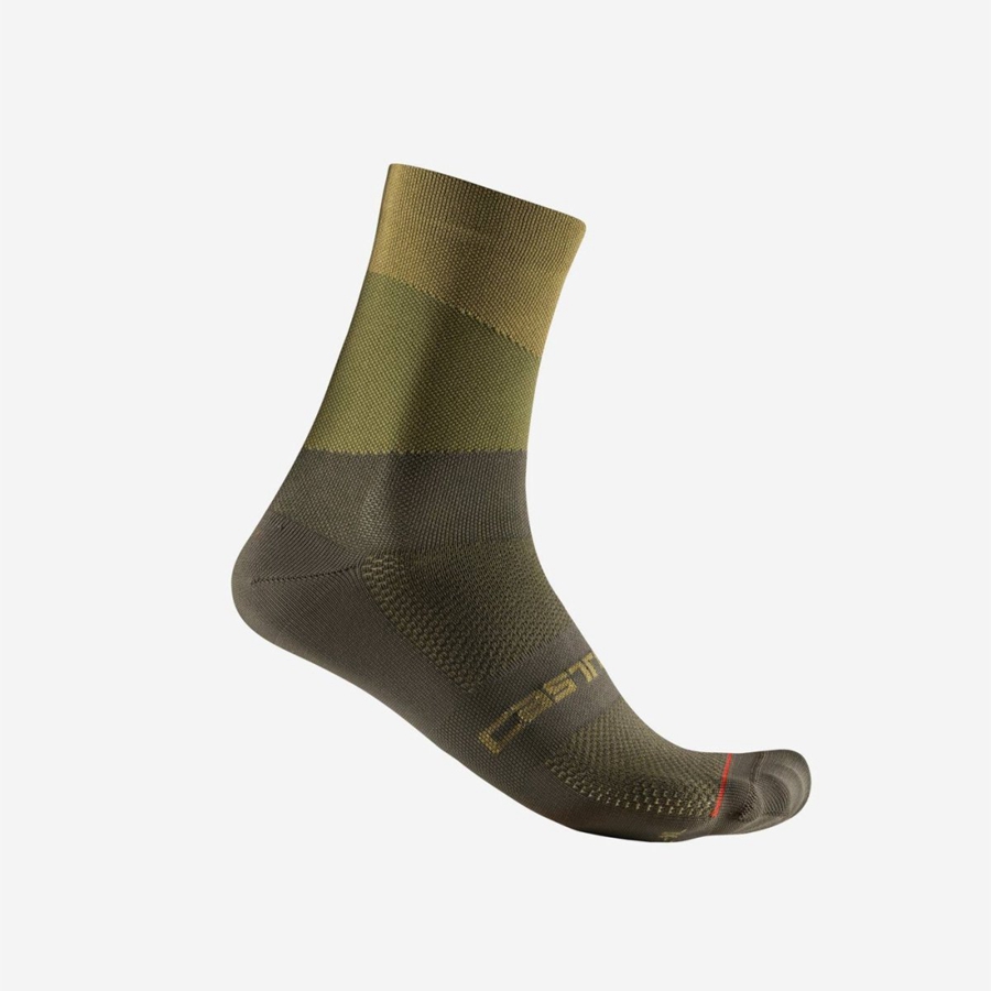 Calcetines Castelli ORIZZONTE 15 Hombre Verde Oliva Verde Oscuro | 685-UZPOTL