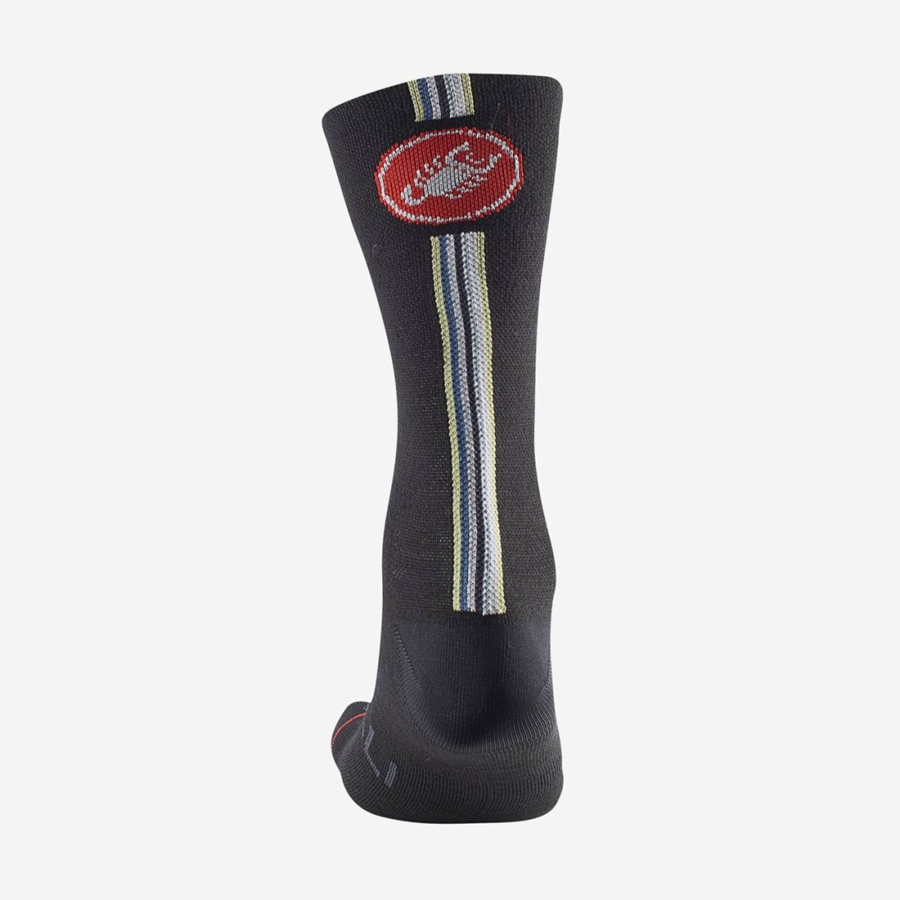 Calcetines Castelli RACING STRIPE 18 Hombre Negras | 489-LUWJFB