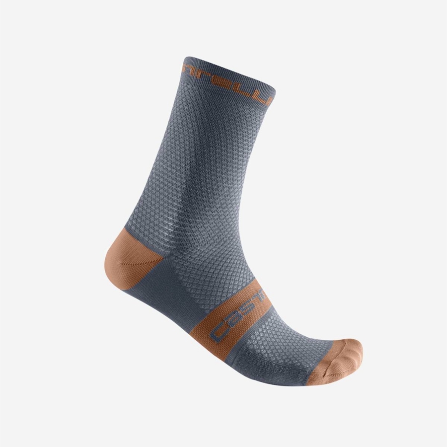 Calcetines Castelli SUPERLEGGERA T 12 Hombre Gris Claro Azules Marrones | 871-IDETAB