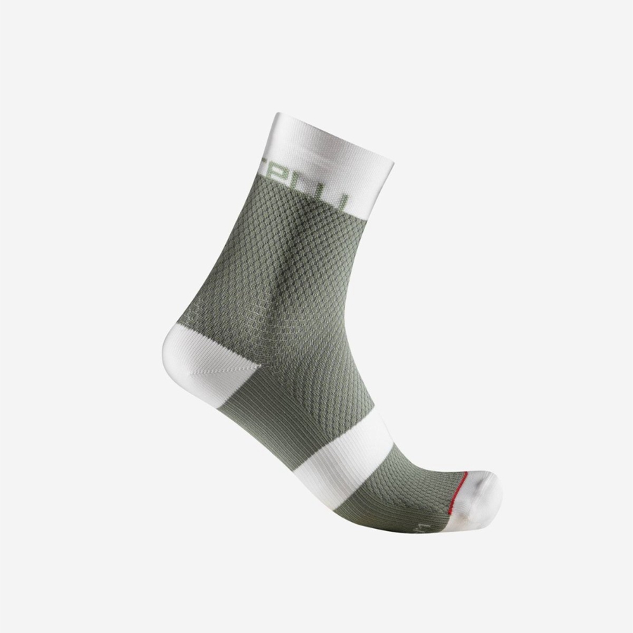 Calcetines Castelli VELOCISSIMA 12 Mujer Verde Blancas | 649-KHXJPA