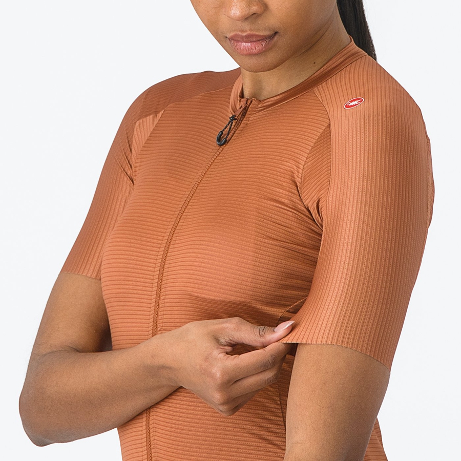 Camiseta Castelli ESPRESSO W Mujer Beige Gris Oscuro | 587-PQTGRC