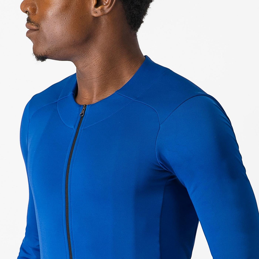 Camiseta Castelli FLY LS Hombre Azules | 735-LOPDNR