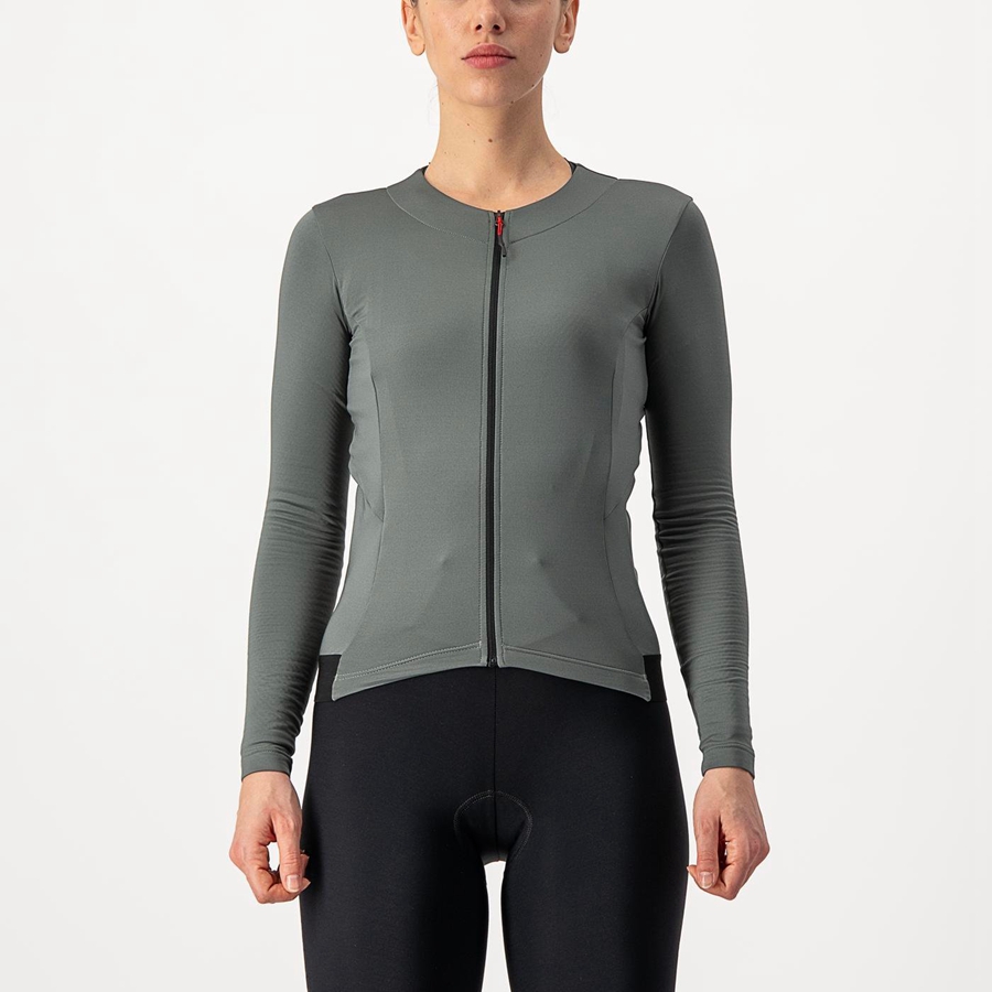 Camiseta Castelli FLY LS W Mujer Gris | 576-GKBDIA