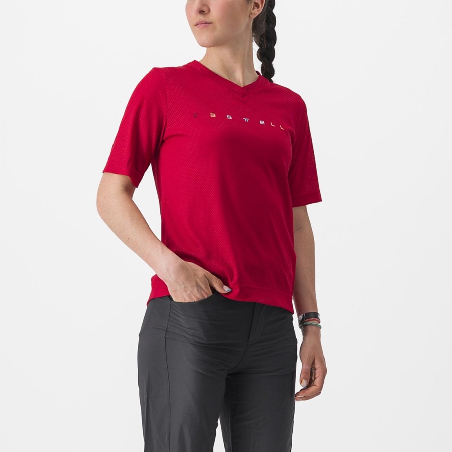 Camiseta Castelli TRAIL TECH 2 W TEE Mujer Rojas Oscuro | 462-QADYEN