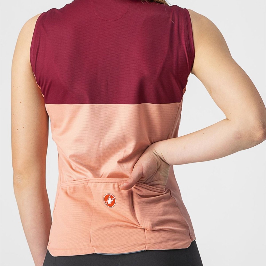 Camiseta Castelli VELOCISSIMA SLEEVELESS Mujer Rosas Burdeos | 962-FXENKU