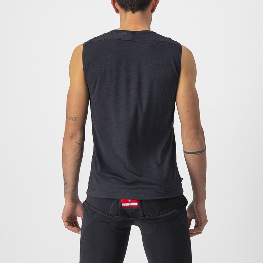 Capa Base Castelli BANDITO WOOL SLEEVELESS Hombre Negras | 120-XDYCJH