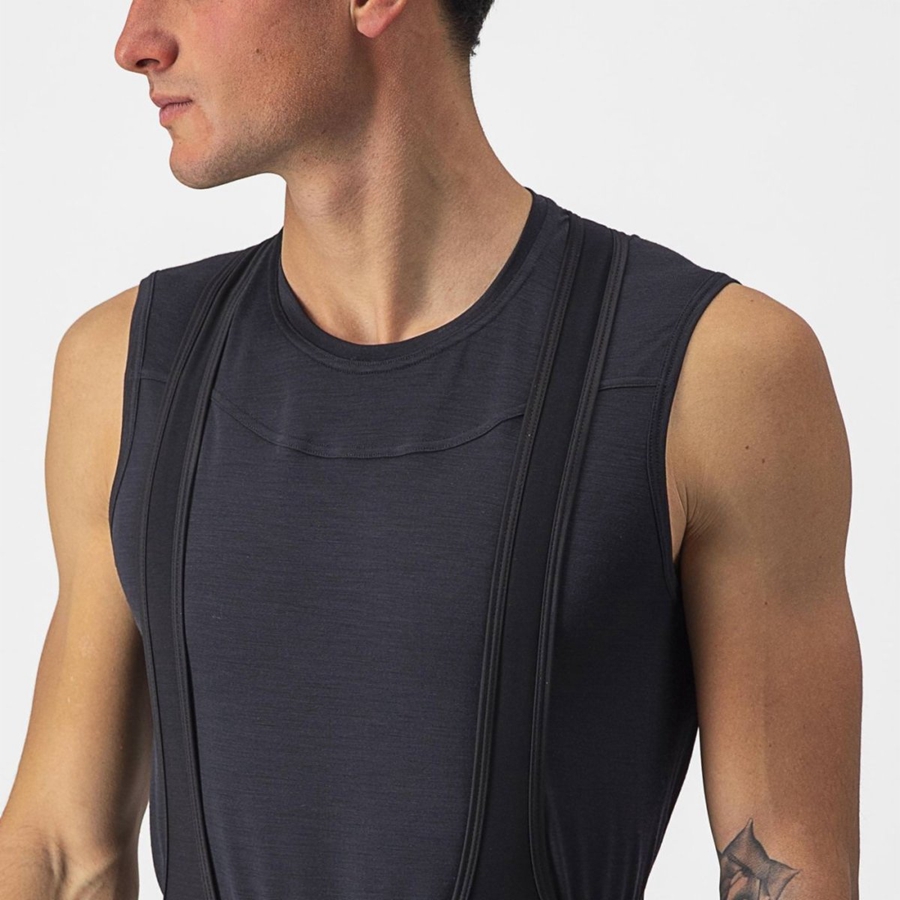 Capa Base Castelli BANDITO WOOL SLEEVELESS Hombre Negras | 120-XDYCJH