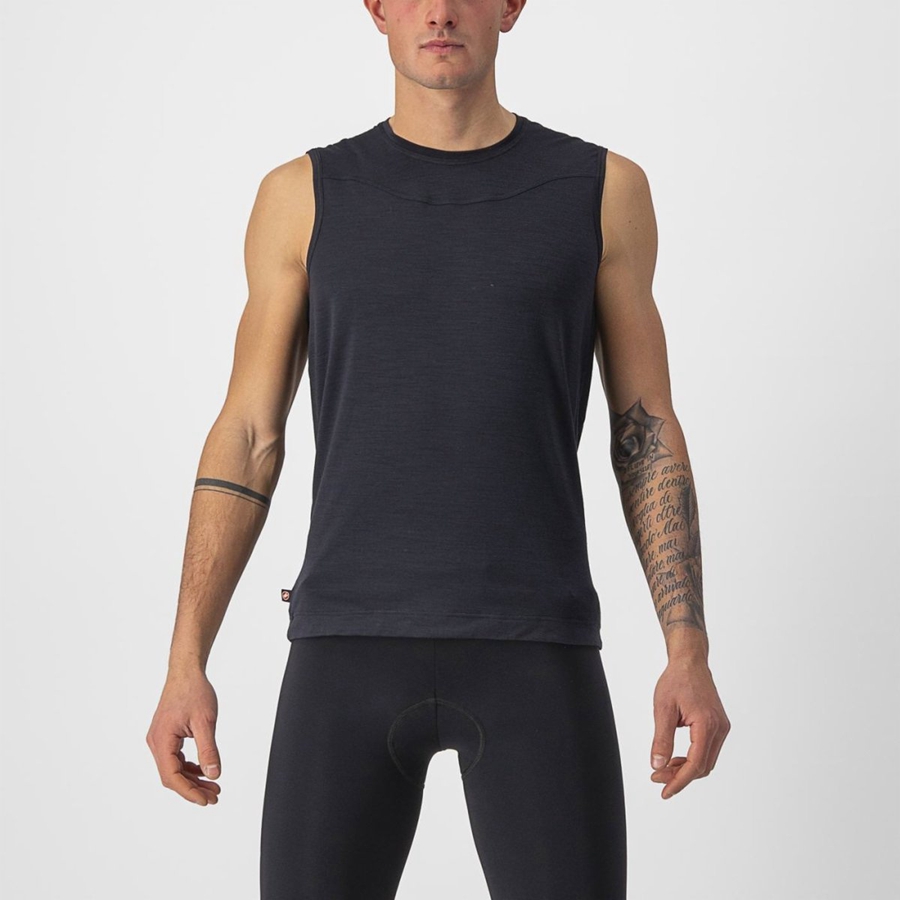 Capa Base Castelli BANDITO WOOL SLEEVELESS Hombre Negras | 120-XDYCJH