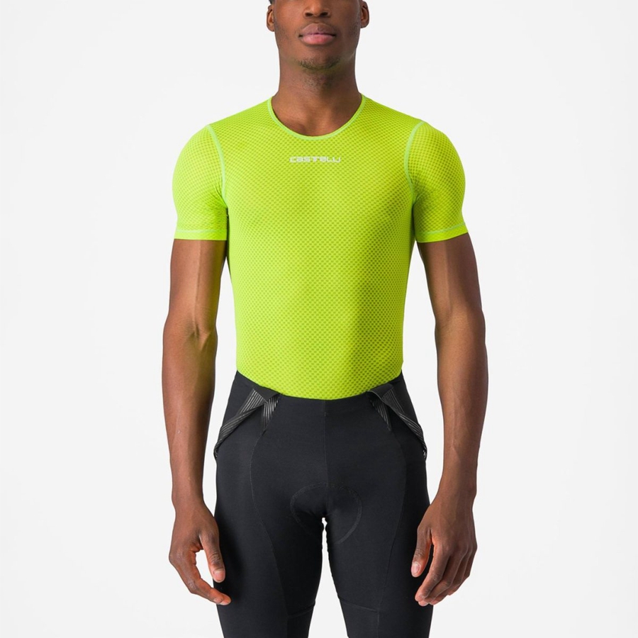 Capa Base Castelli PRO MESH 2.0 SHORT SLEEVE Hombre Verde Claro | 589-FMPVSC