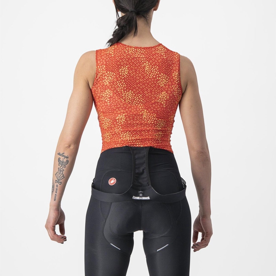 Capa Base Castelli PRO MESH 4 W SLEEVELESS Mujer Naranjas | 631-LPNTUO