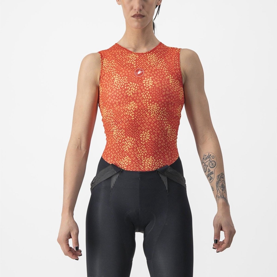 Capa Base Castelli PRO MESH 4 W SLEEVELESS Mujer Naranjas | 631-LPNTUO