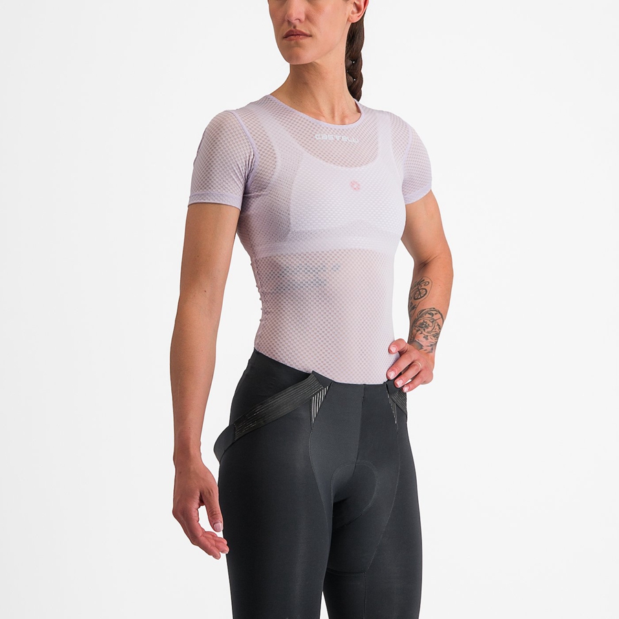 Capa Base Castelli PRO MESH W SHORT SLEEVE Mujer Moradas Blancas | 375-LSXZJC