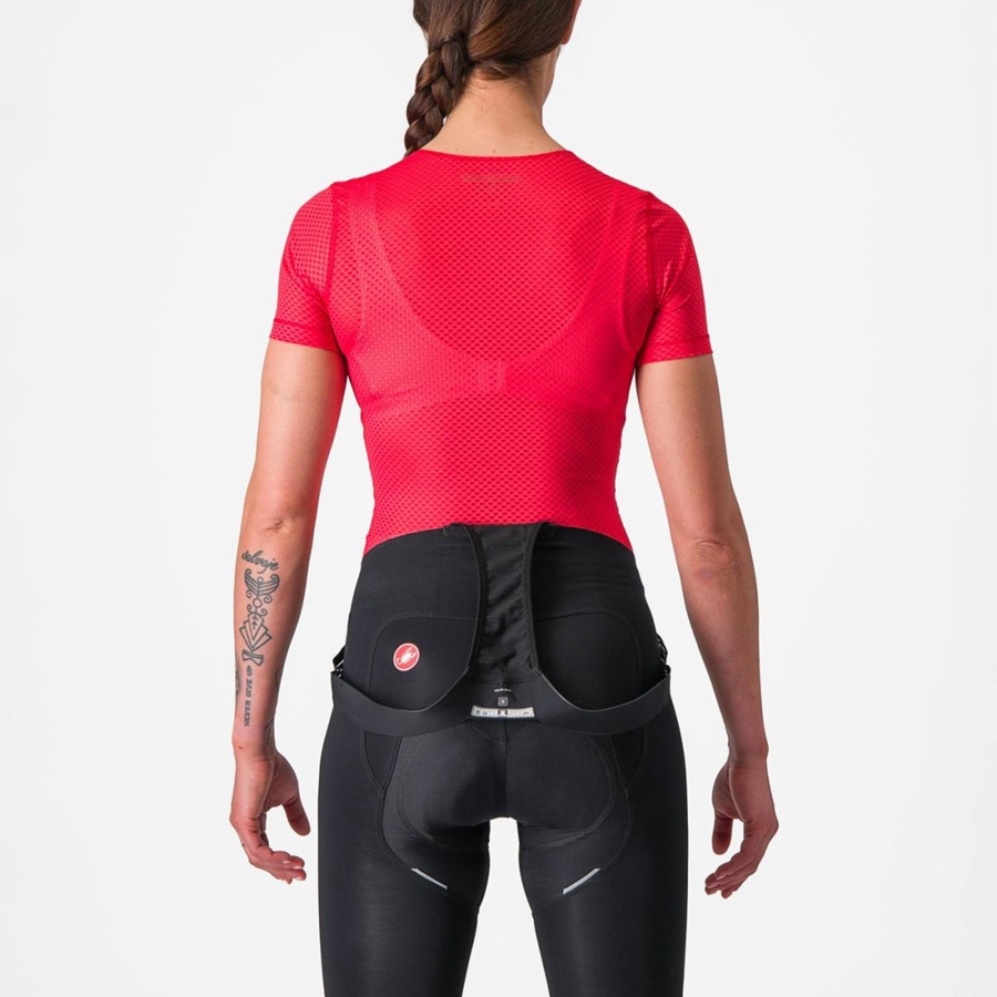 Capa Base Castelli PRO MESH W SHORT SLEEVE Mujer Rojas | 689-ETAXOR