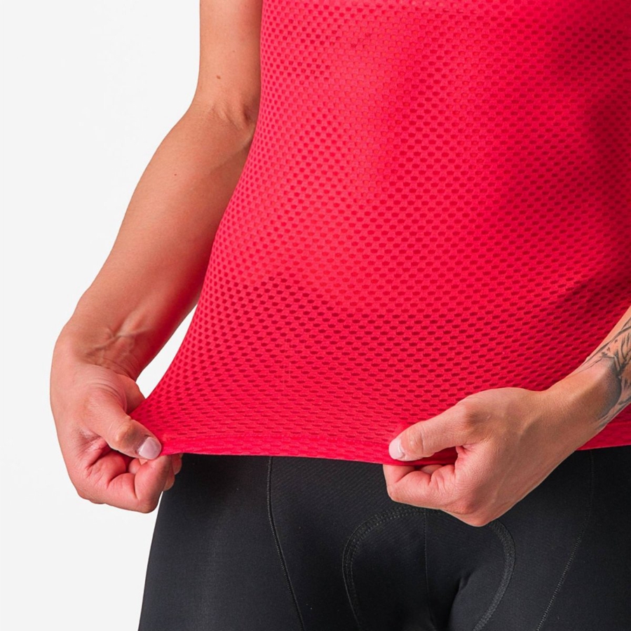 Capa Base Castelli PRO MESH W SHORT SLEEVE Mujer Rojas | 689-ETAXOR