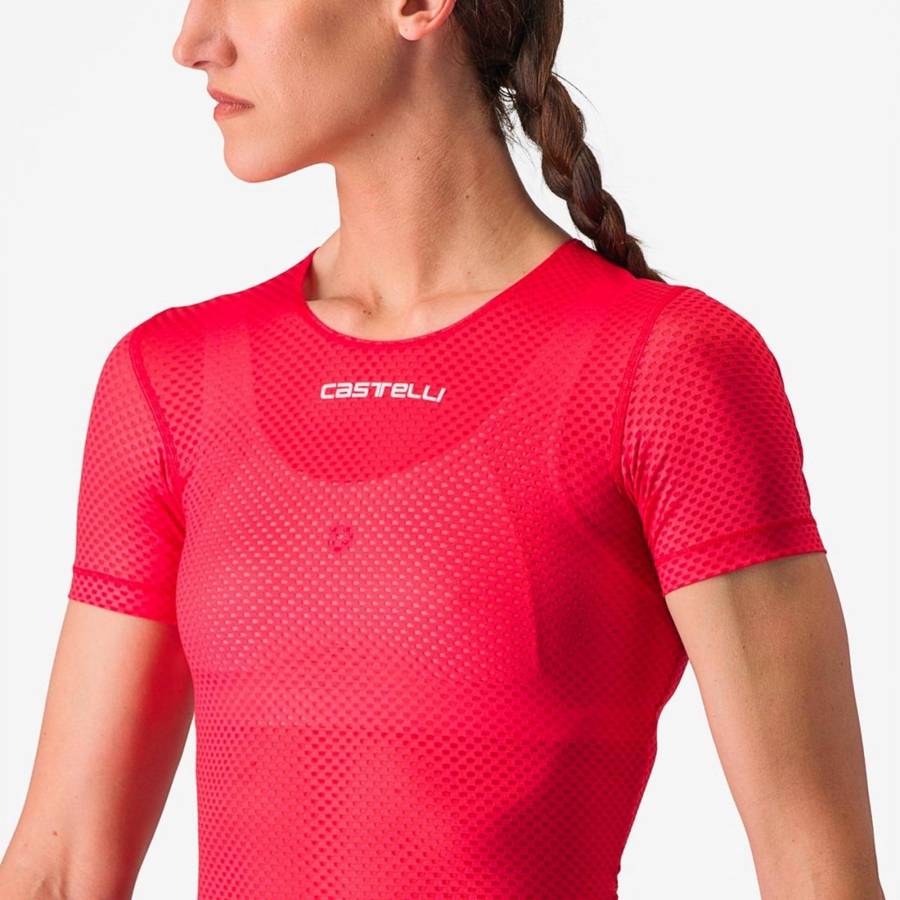 Capa Base Castelli PRO MESH W SHORT SLEEVE Mujer Rojas | 689-ETAXOR