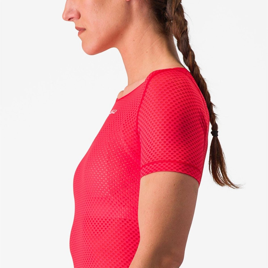 Capa Base Castelli PRO MESH W SHORT SLEEVE Mujer Rojas | 689-ETAXOR