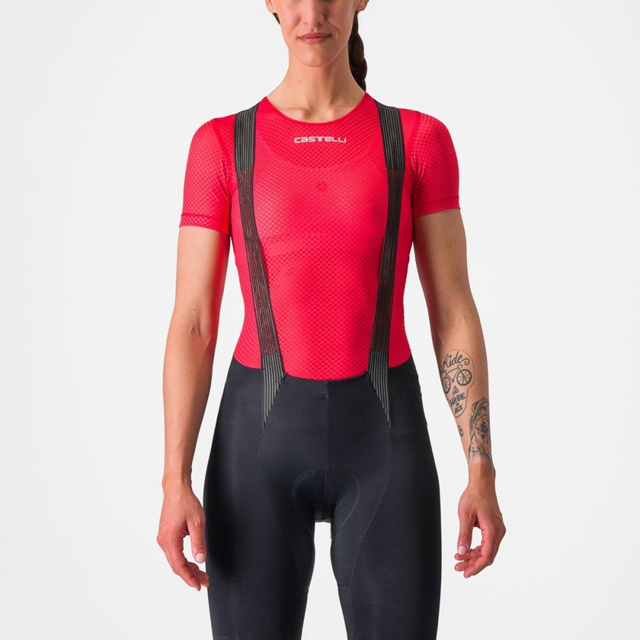 Capa Base Castelli PRO MESH W SHORT SLEEVE Mujer Rojas | 689-ETAXOR