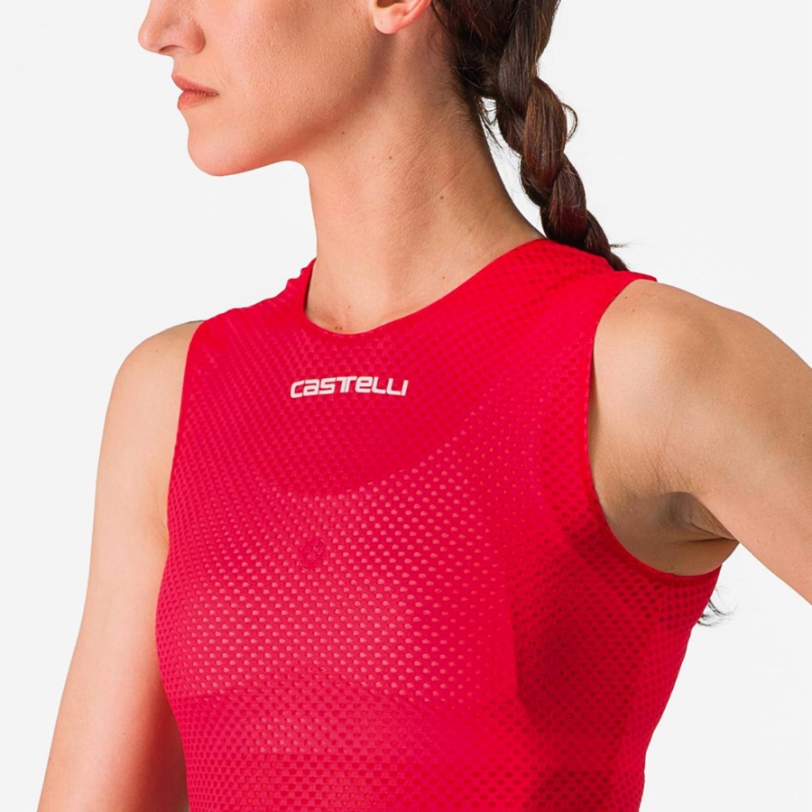 Capa Base Castelli PRO MESH W SLEEVELESS Mujer Rojas | 493-BAHEZC