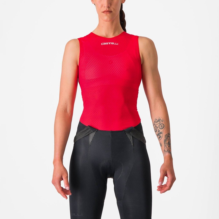 Capa Base Castelli PRO MESH W SLEEVELESS Mujer Rojas | 493-BAHEZC