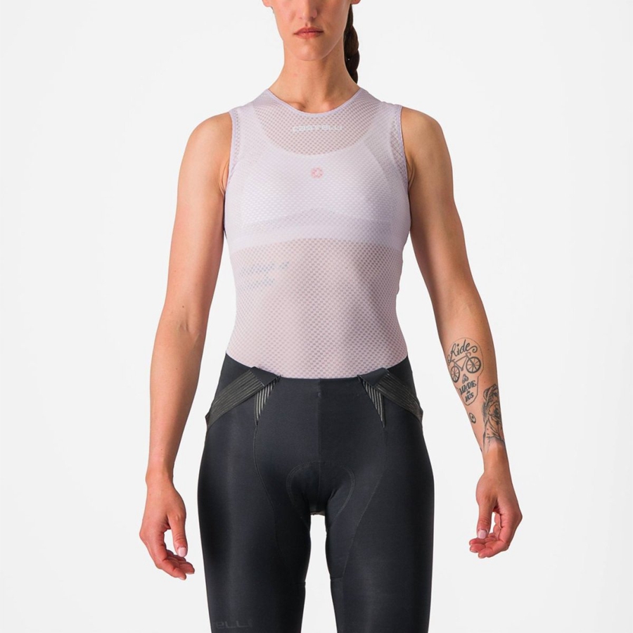 Capa Base Castelli PRO MESH W SLEEVELESS Mujer Moradas Blancas | 058-WALZGO