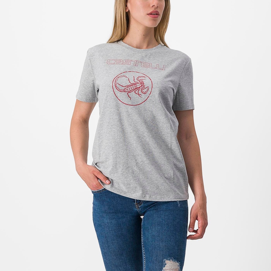 Casual Castelli PEDALARE TEE Mujer Kaki Gris | 409-UHICMP