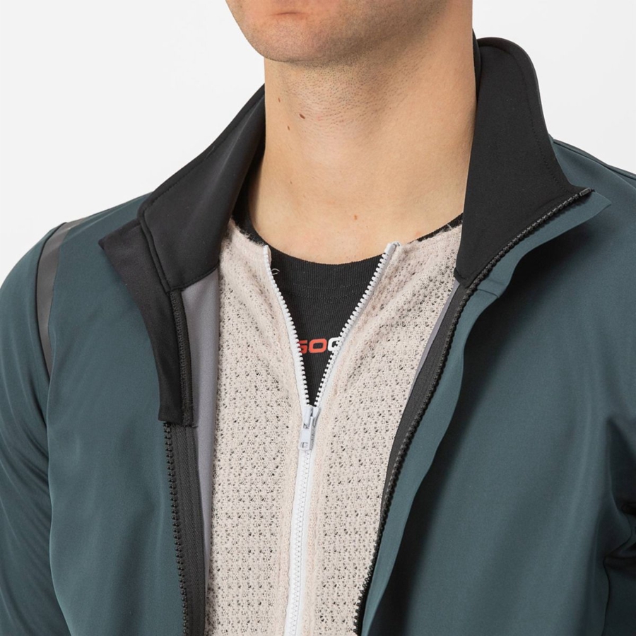 Chaquetas Castelli ALPHA DOPPIO ROS Hombre Verde Negras | 453-CNPOVR