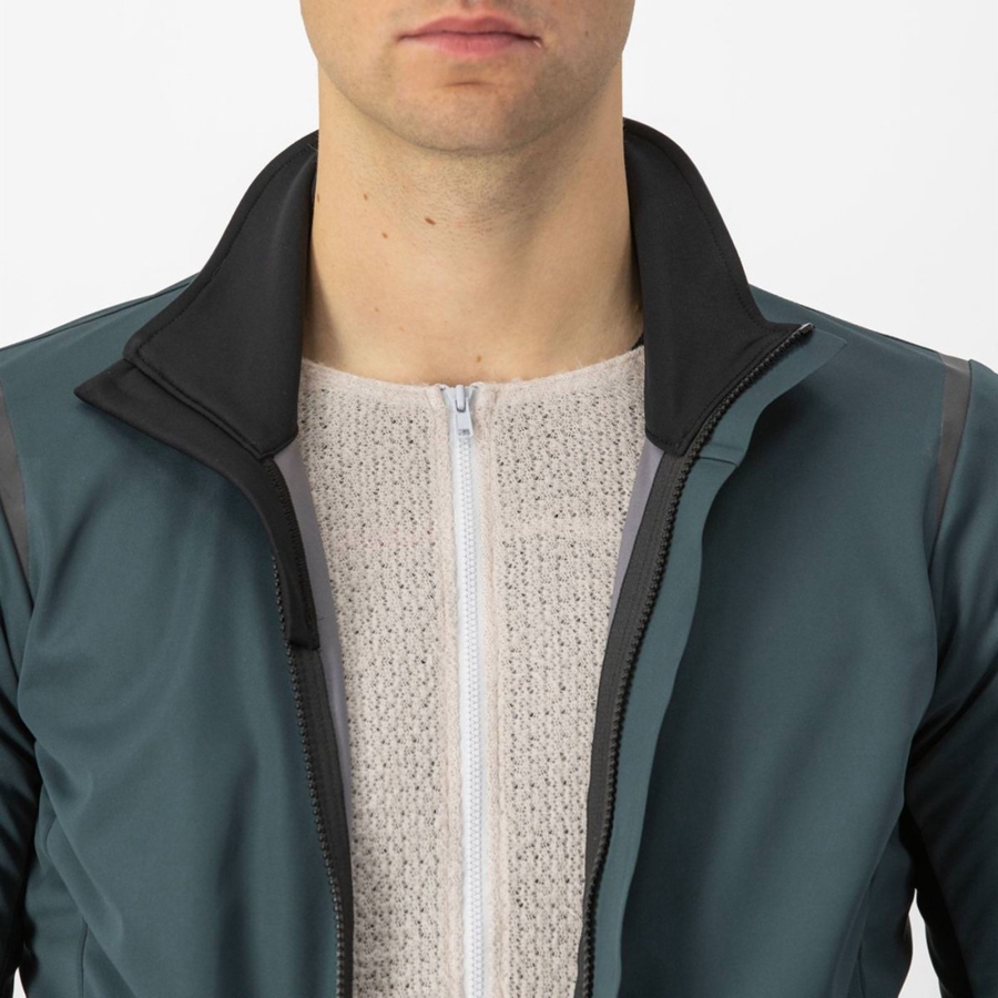 Chaquetas Castelli ALPHA DOPPIO ROS Hombre Verde Negras | 453-CNPOVR