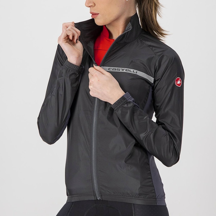 Proteccion Castelli SQUADRA STRETCH W Mujer Negras Gris Oscuro | 215-QVLAXM